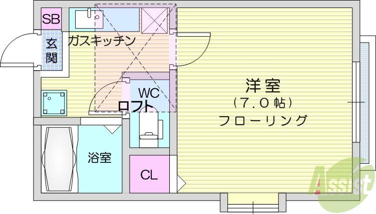 トゥインクルコート富沢(1K/1階)の間取り写真