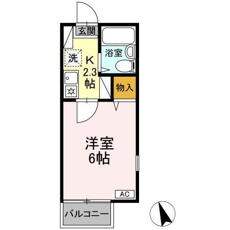 ソレイユ長野(1K/2階)の間取り写真