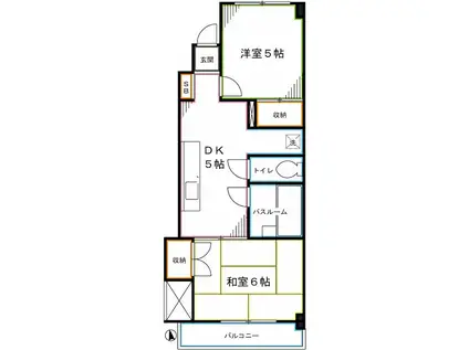 メゾン学園西(2DK/2階)の間取り写真
