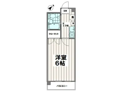 ハビタット(1K/3階)の間取り写真