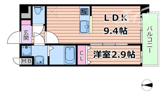 ALIVIS SHIMO-SHINJO SOL TERRACE(1LDK/3階)の間取り写真
