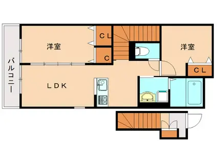 グランチェスタII(2LDK/2階)の間取り写真