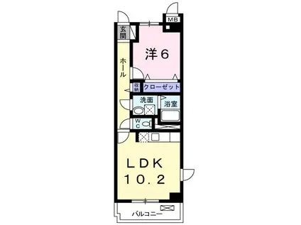 エスポワールつきみ野(1LDK/3階)の間取り写真