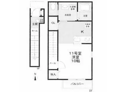 東急東横線 武蔵小杉駅 徒歩9分 2階建 築8年(ワンルーム/1階)の間取り写真