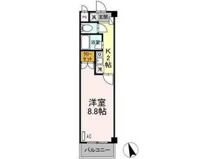 タイムD3(1K/2階)の間取り写真