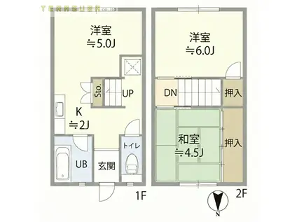 コンフォートハウス敷戸(2DK/2階)の間取り写真