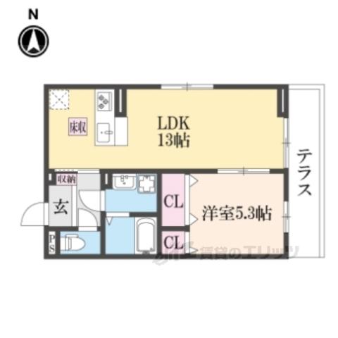 ボヌールメゾンKASUGA2(1LDK/1階)の間取り写真