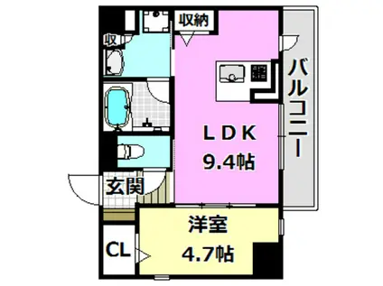 ペスカード別院(1LDK/2階)の間取り写真