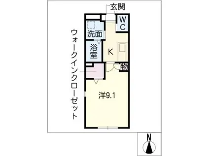 3FLAT(1K/1階)の間取り写真