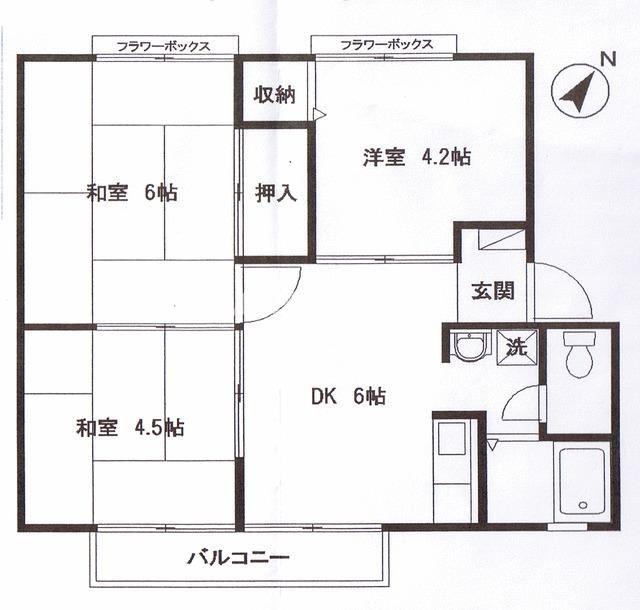 メゾンコージII(3DK/2階)の間取り写真