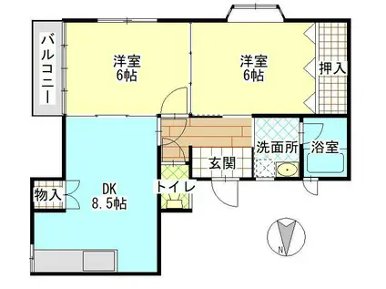 エステート下安(2DK/2階)の間取り写真