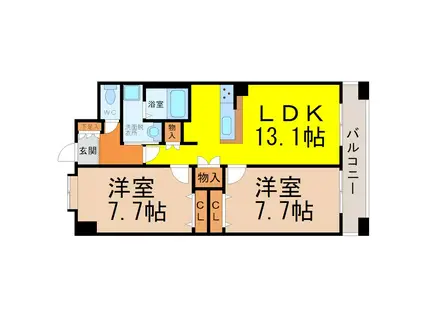 フォレスト白鳥(2LDK/10階)の間取り写真
