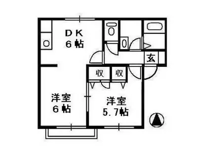 ハイツルネス(1LDK/2階)の間取り写真