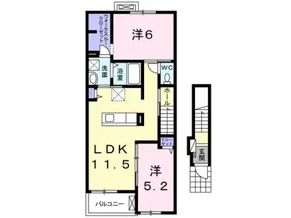 ラグラス(2LDK/2階)の間取り写真