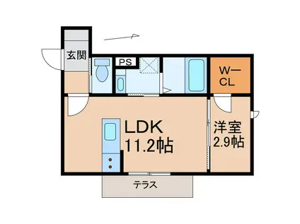 ベレオ鷺ノ森(1LDK/1階)の間取り写真