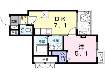 エクセレンス幸(1DK/4階)の間取り写真