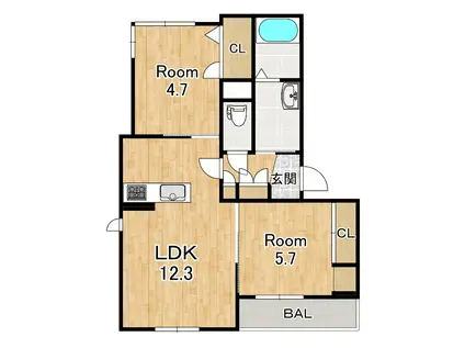 シャーメゾン24(2LDK/1階)の間取り写真