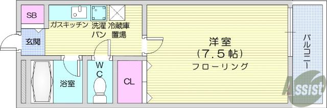 ファーストエイト原町(1K/1階)の間取り写真
