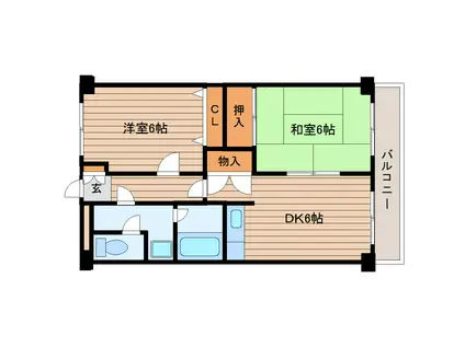 ファミールあやし(2DK/1階)の間取り写真