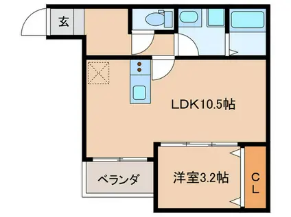 GRAND PALACE 六本松B(1LDK/1階)の間取り写真