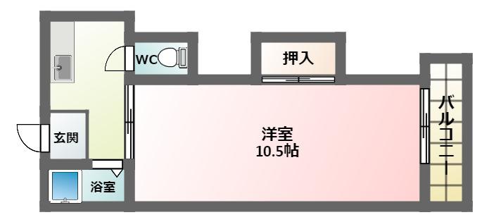 ルンルン桑津(1K/1階)の間取り写真