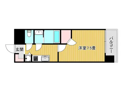 ワールドアイ難波南PORTA(1K/3階)の間取り写真