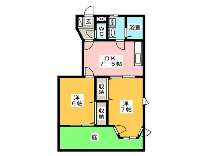メゾン貴A(2DK/1階)の間取り写真