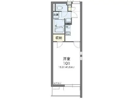 クレイノシャンティ浦和(1K/1階)の間取り写真