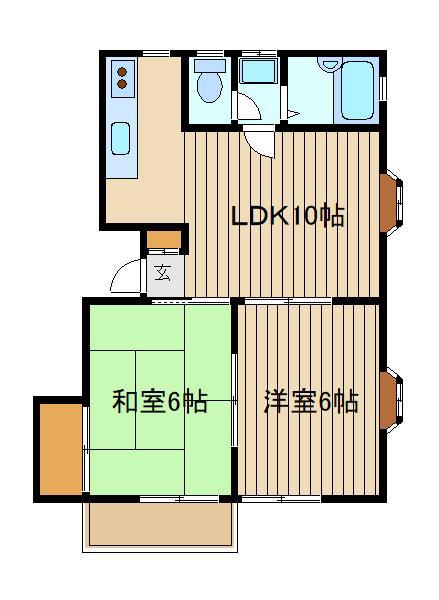 コーポ南(2LDK/2階)の間取り写真