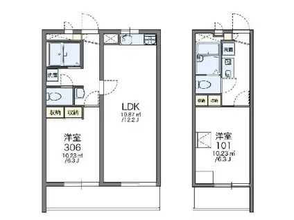 レオパレス仲宿(1K/2階)の間取り写真