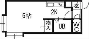 ミキハイツ(1K/2階)の間取り写真