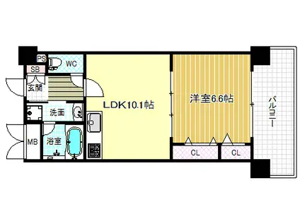 ベリー海老江(1LDK/8階)の間取り写真