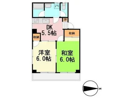 エースハイツ綾部(2DK/4階)の間取り写真