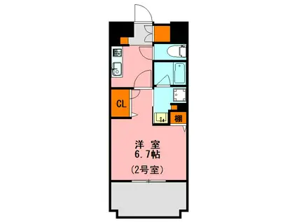 LANDIC BAY FIELD(1K/2階)の間取り写真