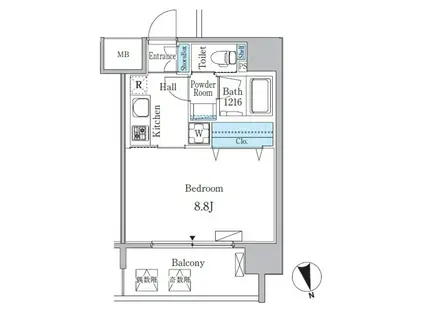 ルーエ池下(1K/8階)の間取り写真