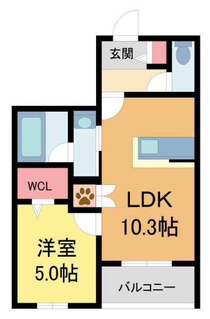 FOREST MONZENCHO イースト(1LDK/1階)の間取り写真