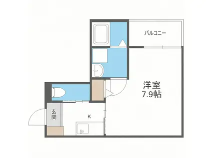 GLITTER箱崎駅前(1K/1階)の間取り写真