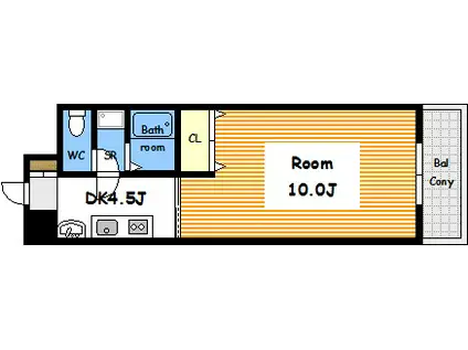 ニューエオス舟入(1DK/2階)の間取り写真