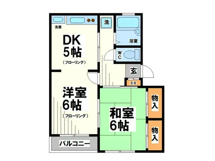 パレス中和泉(2DK/2階)の間取り写真