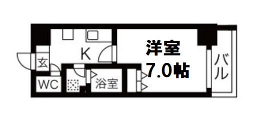 LINK GALAXY(1K/2階)の間取り写真