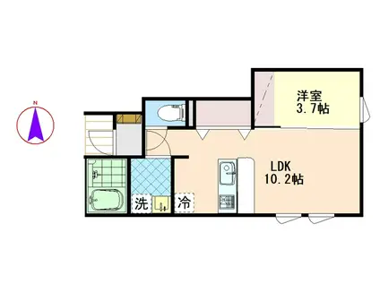 林ノ杜350米沢駅前(1LDK/1階)の間取り写真
