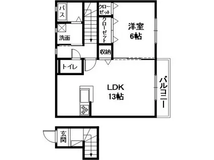 八千代II(1LDK/2階)の間取り写真