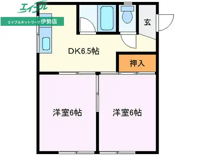 TWO-KEN(2DK/1階)の間取り写真
