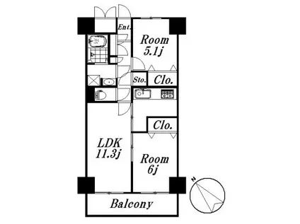 月島ホームズ(2LDK/6階)の間取り写真