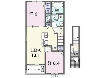 ヴィヴァン(2LDK/2階)の間取り写真
