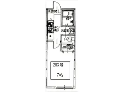 パセオグランデ佐倉(1K/2階)の間取り写真
