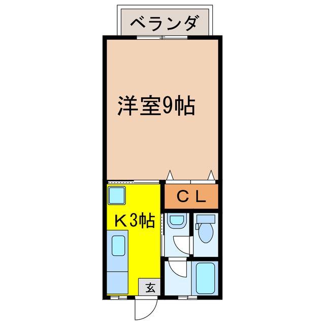 ビューヒルズ(1K/2階)の間取り写真