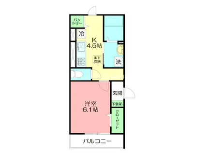 D-ROOM浜町(1K/1階)の間取り写真