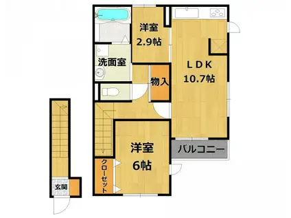 カスタリアIII(2DK/2階)の間取り写真