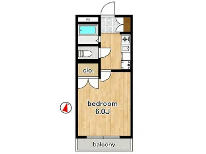サウスクリーク大鳥居(1K/3階)の間取り写真